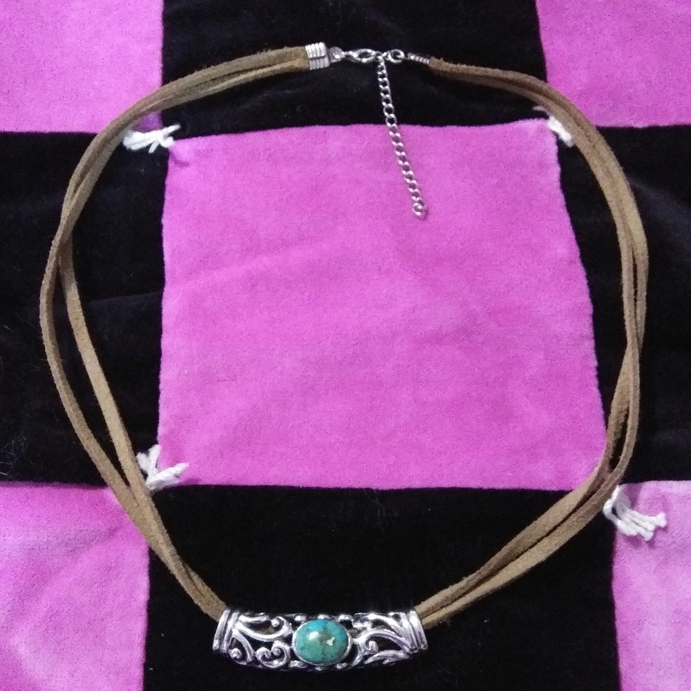 Sterling silver turquoise filigree necklace